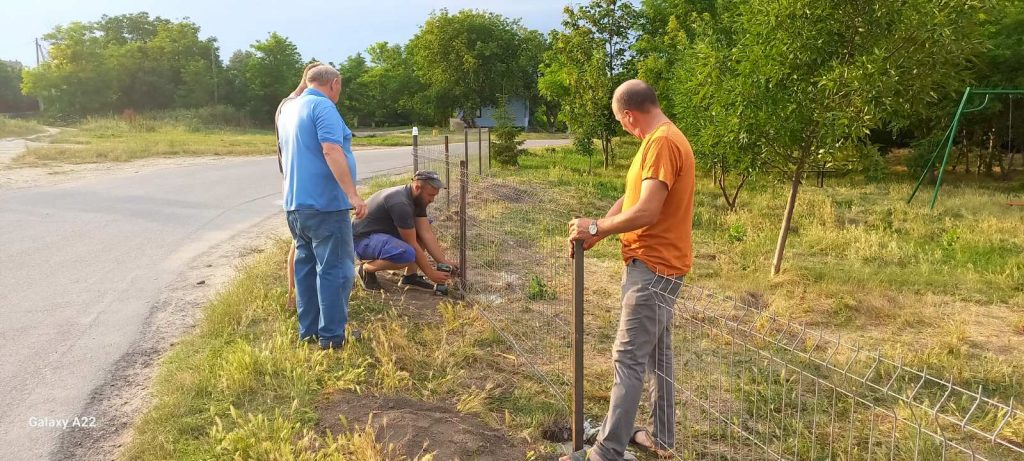 The playground being built